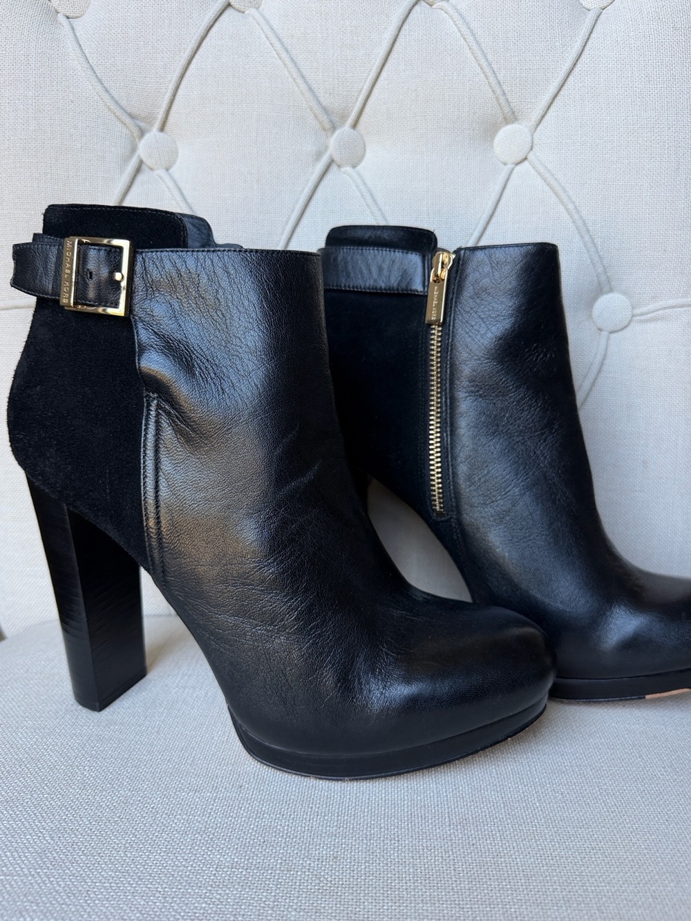 Black Leather & Suede Michael Kor’s Ankle Boots
